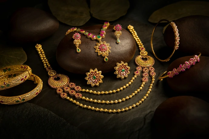 A bunch of jewelry sitting on top of a table
